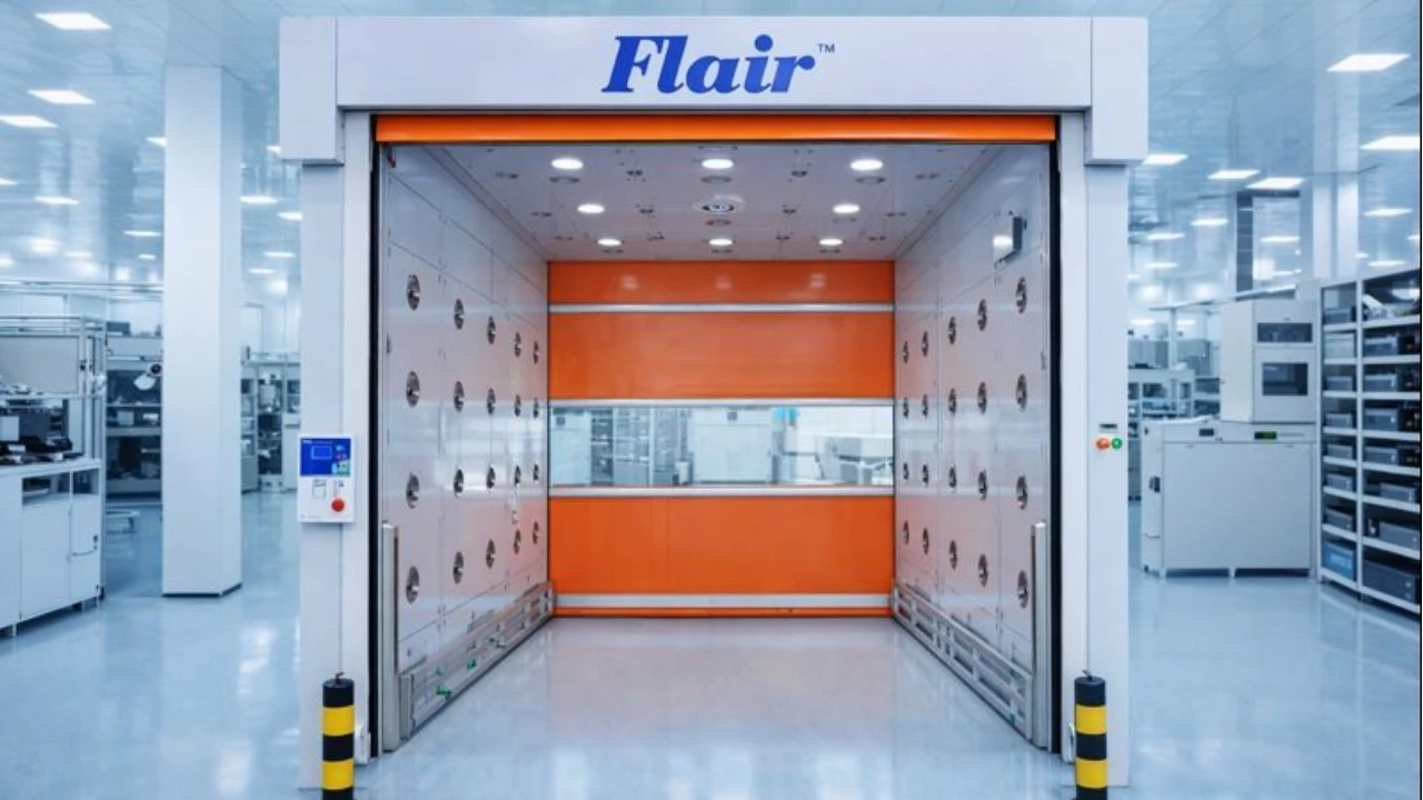 Fast rolling PVC curtain door air shower
