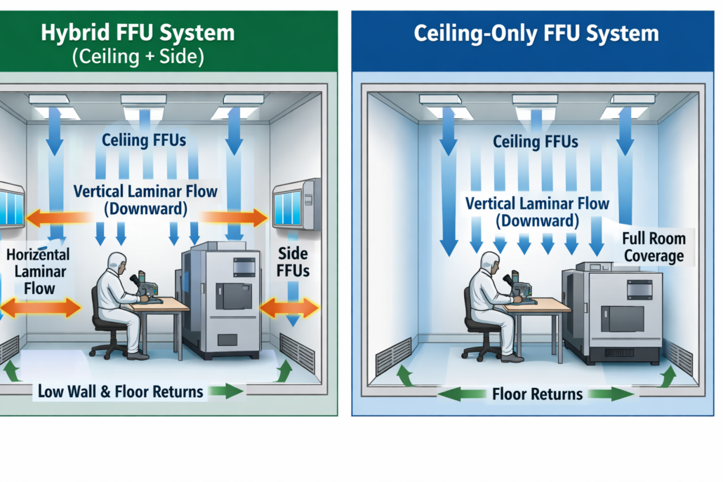 Side-mounted FFU VS ceiling FFU 1