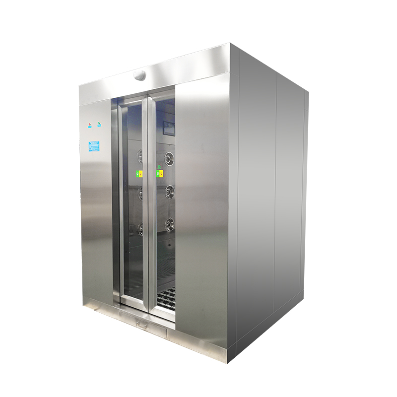 Double-sliding door air shower