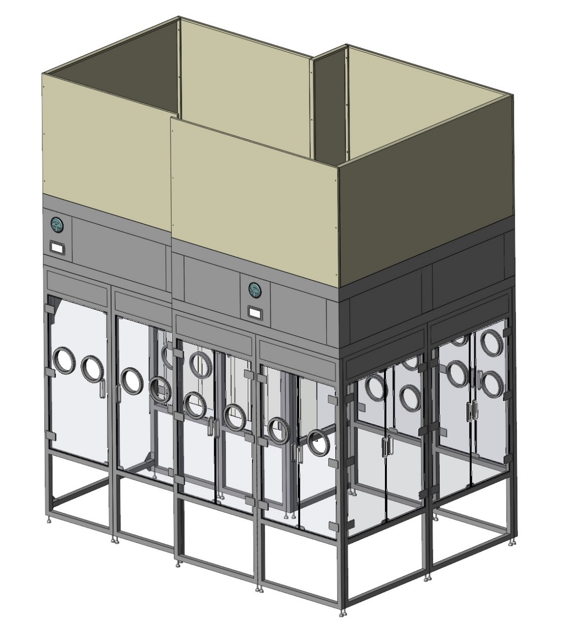 Custom ISO5 Restricted Access Barrier System 3D view Customized ISO5 RABS-3Dview