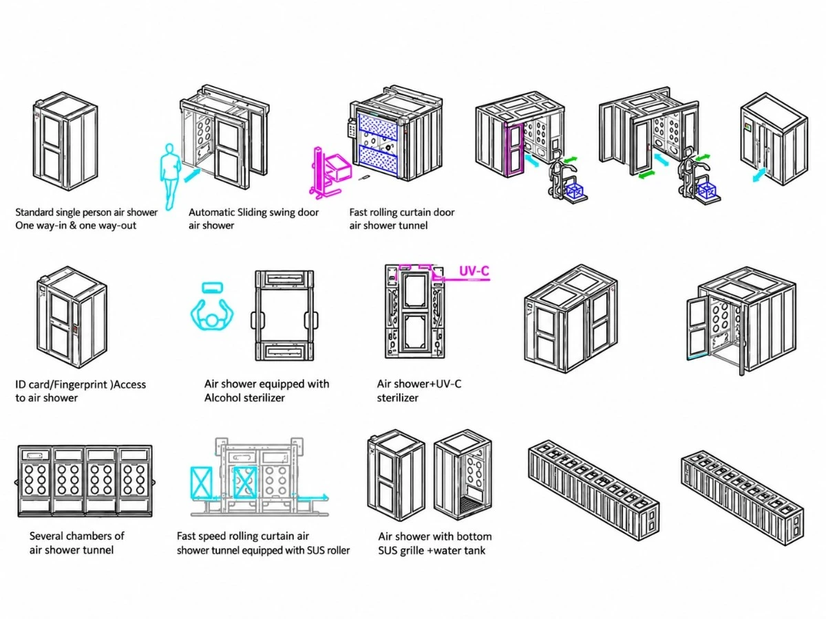 Custom various air shower types