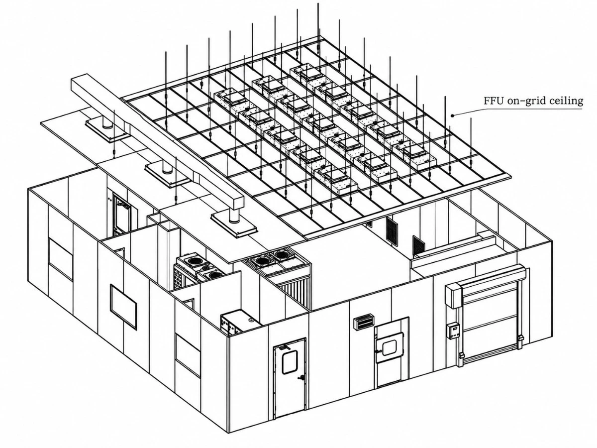 FFU on ceiing- Custom FFU Engineering for Cleanroom Projects