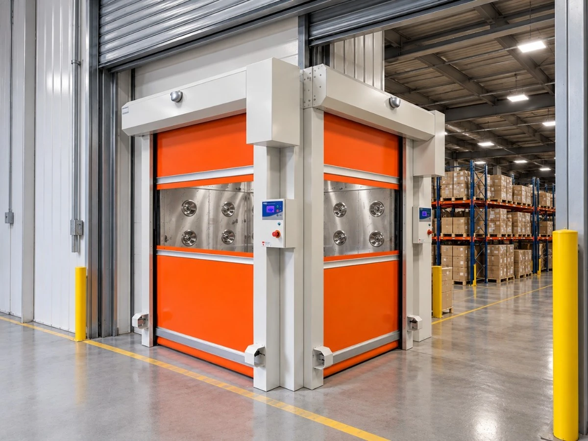 L-Shaped Cargo Air Shower for Material Transfer