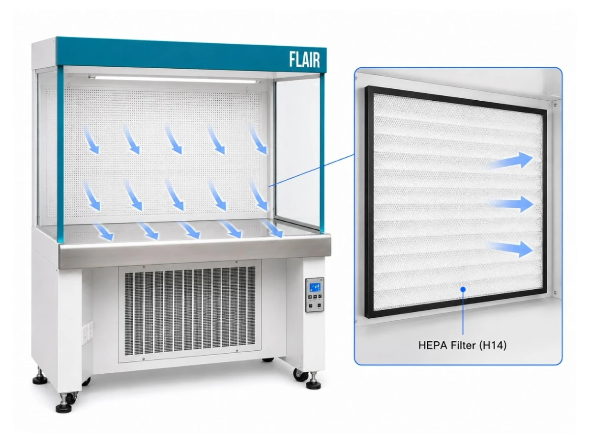 Rear-Mounted H14 HEPA Filter of Horizontal laminar flow clean bench