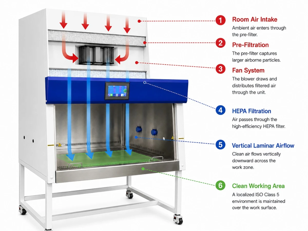 Vertical laminar flow clean bench Working principle Vertical laminar flow clean bench Working principle